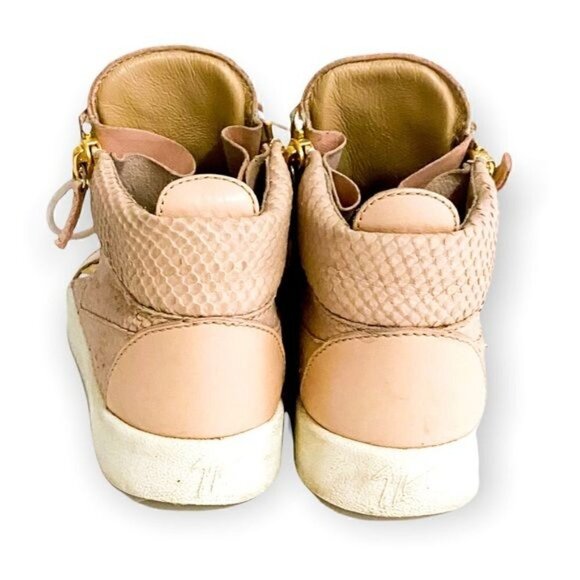 GIUSEPPE ZANOTTI Blush Pink Snake Embossed Leather Sneakers, Size 38EU - Picture 7 of 13